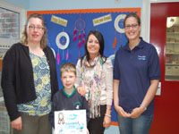 Maria Murray, Art Co-ordinator at the school, Deaglan Mullan, Katrina Logue, Year 5 teacher and NI Waterâ€™s Anna Marshall | NI Water News